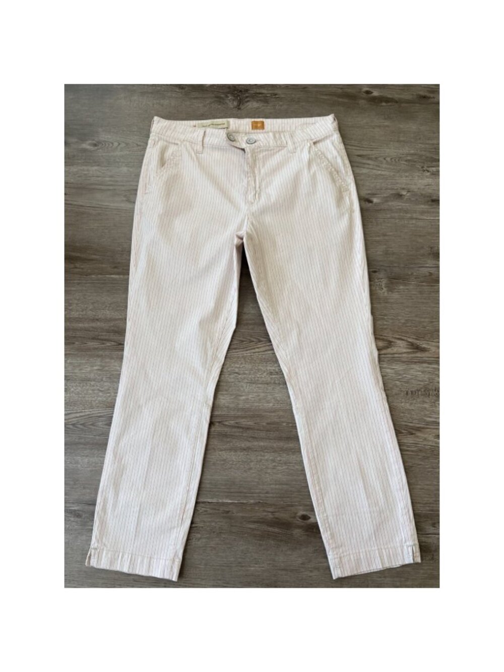 Pilcro Anthropologie Chino Pants Womens 30 Pink Pinstripe Straight Ankle Crop